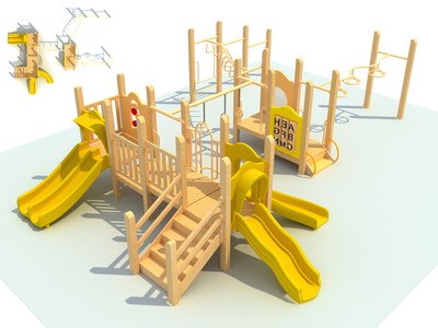 Parque de juegos infantil al aire libre de la serie de madera TQ-MT510