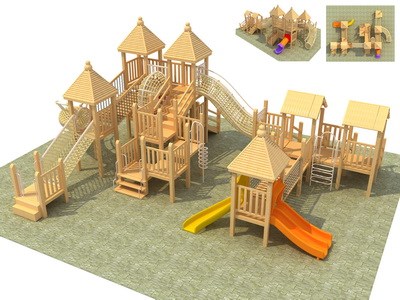 Equipo al aire libre importado popular y de alta calidad TQ-MT515 del patio de los niños de madera
