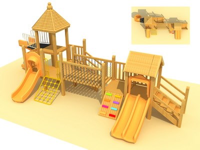 La serie de juegos de madera se usó en el patio de recreo TQ-MT522