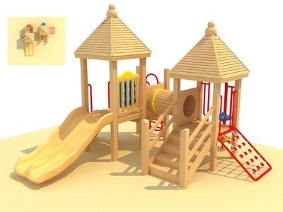 Parque de atracciones Adventure para niños Serie de madera para exteriores Juego de niños TQ-MT528