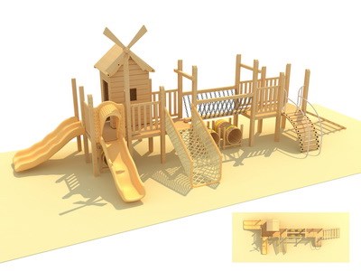 Serie de madera Jardín de infantes Patio de juegos al aire libre para niños TQ-MT529