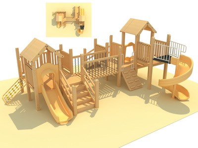 Equipo de juegos de niños al aire libre de madera para tobogán TQ-MT530