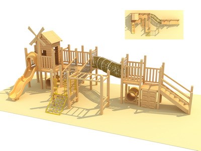 Juegos al aire libre para niños Serie de madera Equipo escolar Diapositivas para niños Área de juegos TQ-MT534