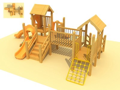 Grandes series de madera para niños que juegan al aire libre en el patio de recreo TQ-MT536