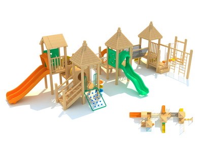 Equipo de juegos al aire libre Kidsplayplay Parque de atracciones Zona de juegos de madera Serie TQ-MT539