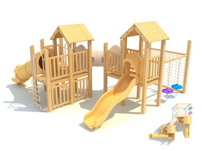Sistema de escalada para niños, parque de diversiones, juegos de patio de madera y plástico TQ-MT547